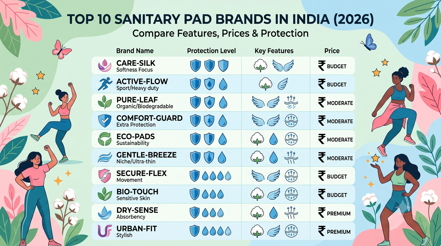 Top 10 Sanitary Pad Brands in India (2026): Compare Features, Prices & Protection