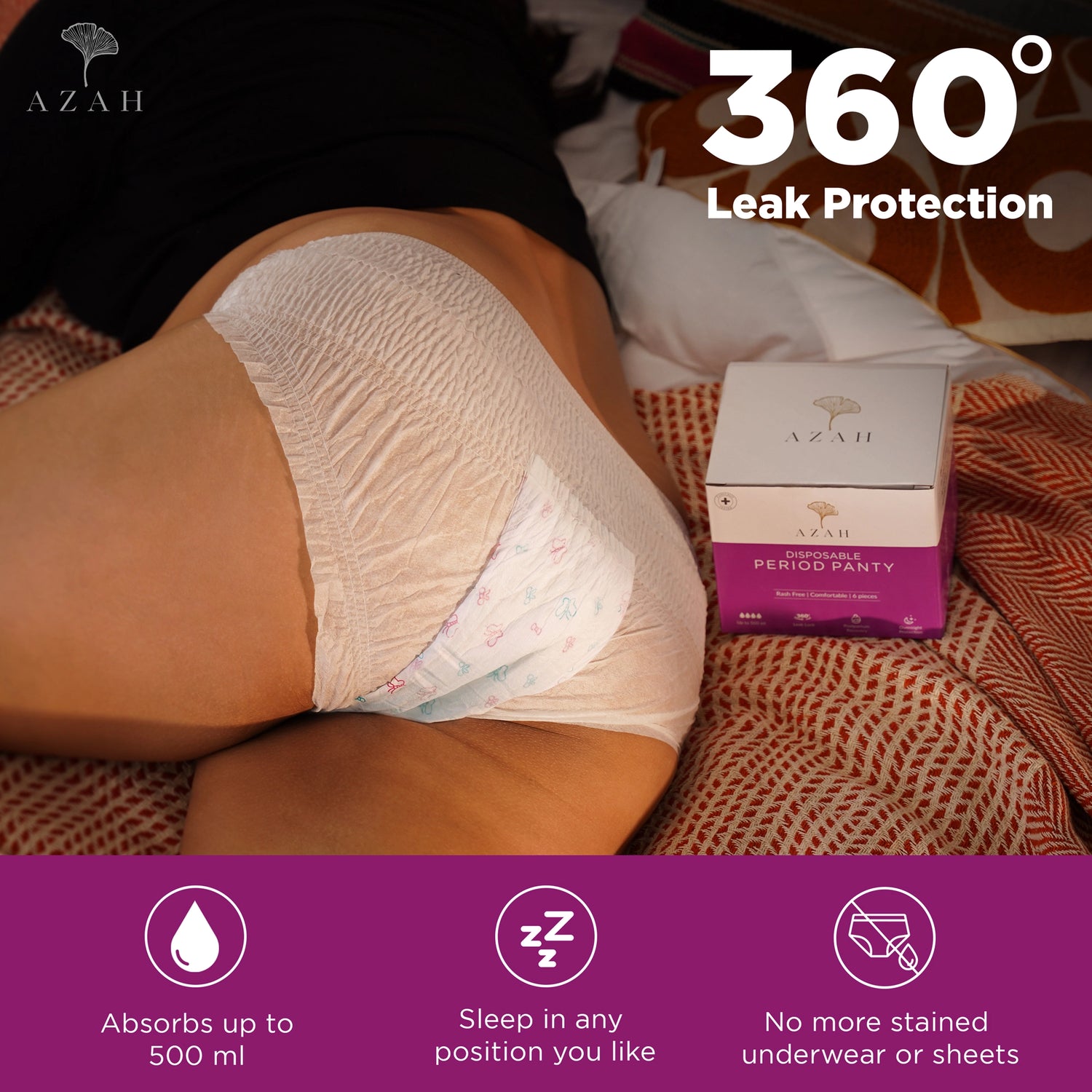 Apply 50% Coupon] AZAH Sanitary Pads for Women (Pack of 8: 4 Regular + 4XL)  100% Organic Sanitary Pads for Women High Absorption Cotton Sanitary Pads  for Women Soft and Rash Free
