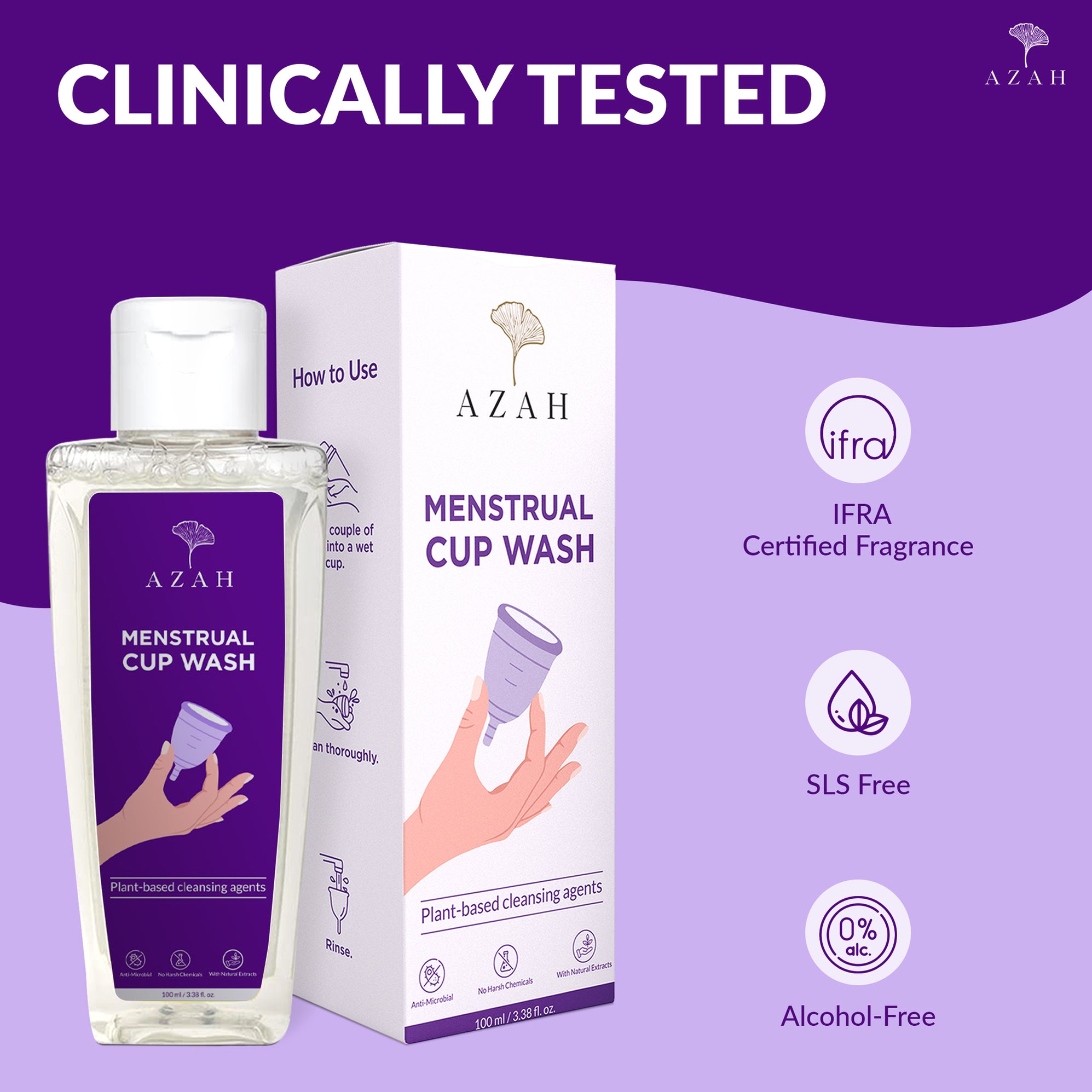 Buy Azah Menstrual Cup Wash Online | Anti-Microbial Cup Cleanser