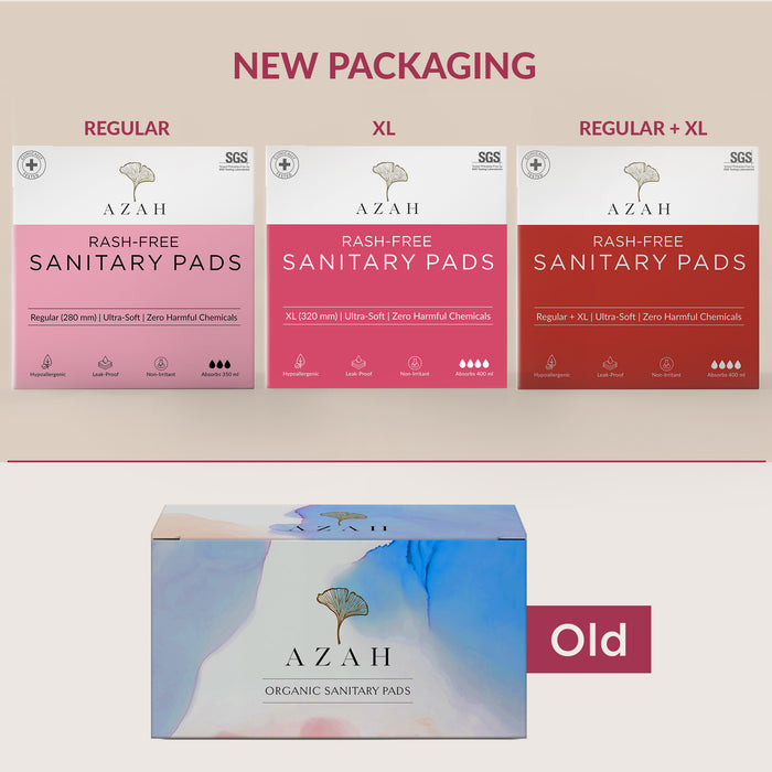 New packaging of Azah Sanitary Pads