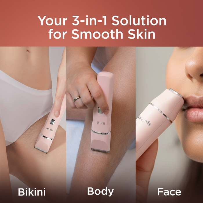 Azah 3-in-1 Bikini Trimmer for Women – Rechargeable, Gentle Hair Removal for Face, Body & Intimate Areas | 1-Year Warranty AZAH