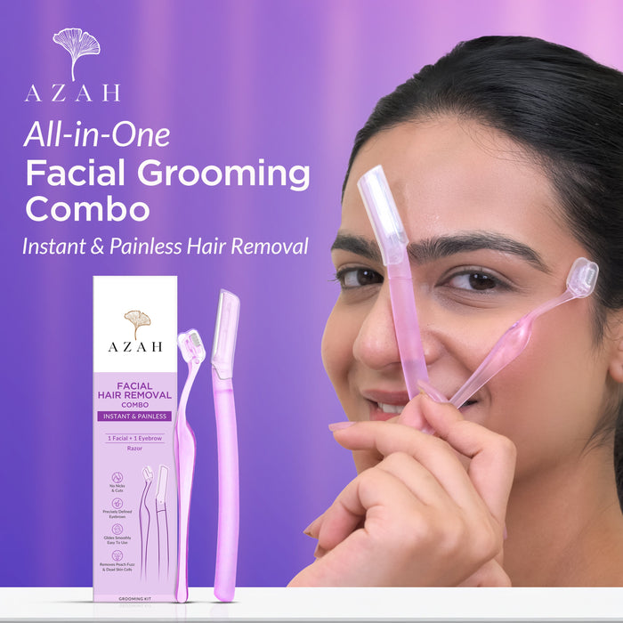 Facial Razor With Powder Buy Azah Facial Hair Removal Combo Online | Facial & Eyebrow Razor
