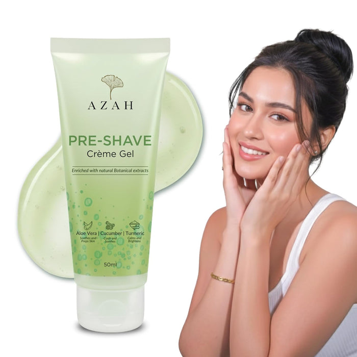 Pre-Shave Gel for Women – 50 ml | Aloe Vera & Cucumber Shaving Gel for Smooth Facial Shave Azah