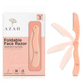 Foldable Face Razor for Women – Pack of 3 | Dermaplaning Razor for Facial Hair Removal Azah