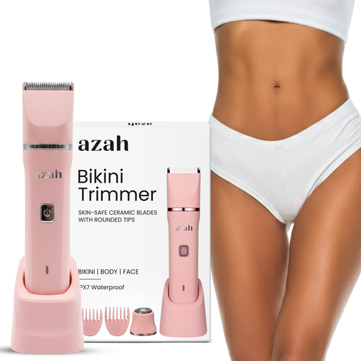 Azah 3-in-1 Bikini Trimmer for Women – Rechargeable, Gentle Hair Removal for Face, Body & Intimate Areas | 1-Year Warranty