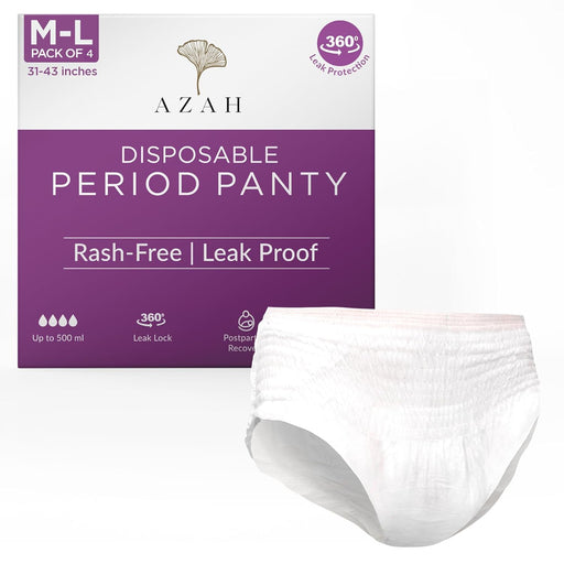 Disposable Period Panty for Women – M-L Pack of 4 | 12 Hr Leak Protection for Heavy Flow