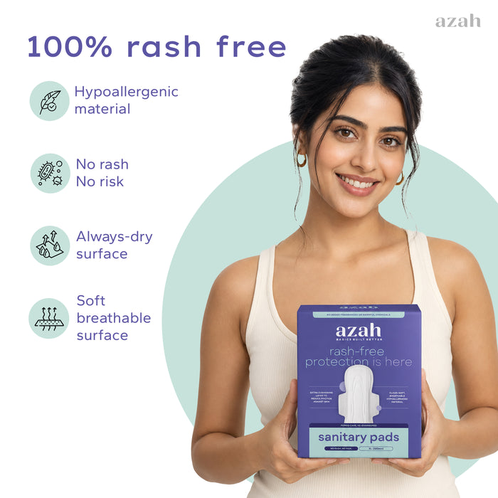 Rash-Free Sanitary Pads With Disposable Bags | Box of 15 | Super Absorbent and Cottony Soft | Regular to Heavy Flow