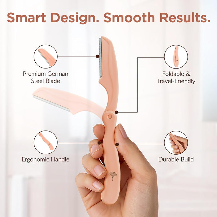 Foldable Face Razor for Women – Pack of 3 | Dermaplaning Razor for Facial Hair Removal Azah