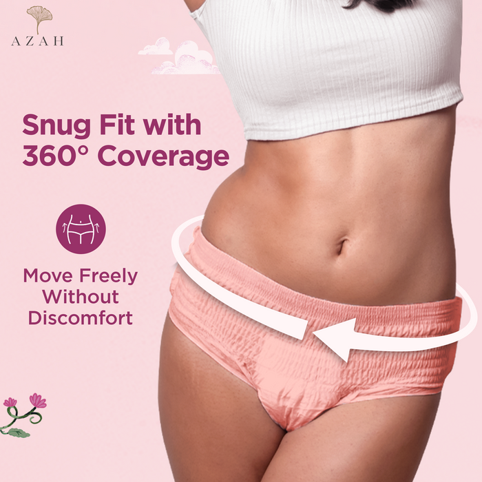 Azah Disposable Period Panty for Girls [Pack of 10] | Period Panty for Women Heavy Flow | Peachy New Look | 12-Hour Protection | 360° Coverage| All-Night Protection AZAH