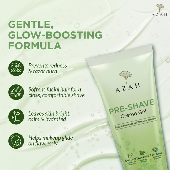 Pre-Shave Gel for Women – 50 ml | Aloe Vera & Cucumber Shaving Gel for Smooth Facial Shave Azah