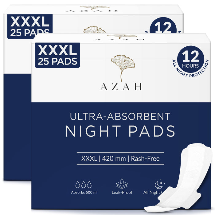 Ultra-Absorbent XXXL Pads | Heavy Flow | 12 Hour Overnight Protection AZAH