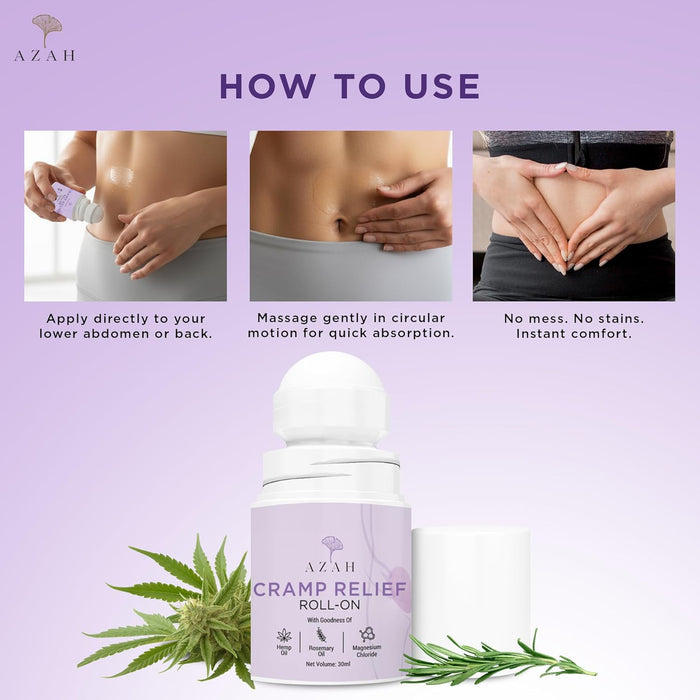 Period Cramp Relief Roll-On – 30 ml | Natural Relief for Menstrual Cramps & Back Pain Azah