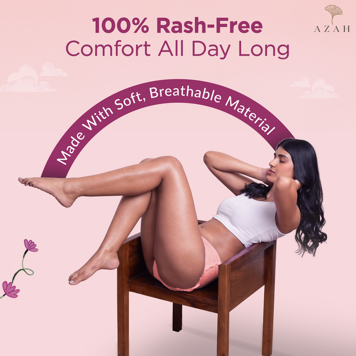 Azah Disposable Period Panty for Girls [Pack of 10] | Period Panty for Women Heavy Flow | Peachy New Look | 12-Hour Protection | 360° Coverage| All-Night Protection AZAH