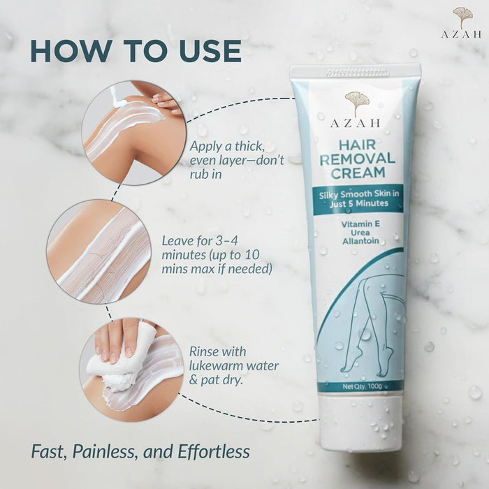 Hair Removal Cream for Women – 100 GM | Fast & Painless Bikini & Body Hair Remover Azah