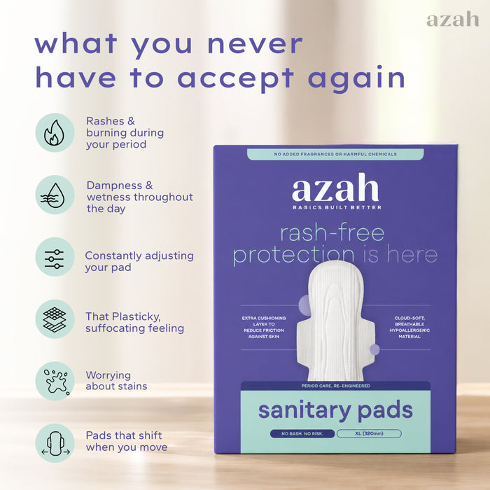 Rash-Free Sanitary Pads With Disposable Bags | Box of 15 | Super Absorbent and Cottony Soft | Regular to Heavy Flow