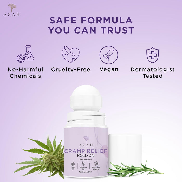 Period Cramp Relief Roll-On – 30 ml | Natural Relief for Menstrual Cramps & Back Pain Azah