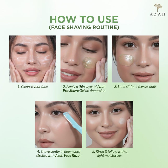 Pre-Shave Gel for Women – 50 ml | Aloe Vera & Cucumber Shaving Gel for Smooth Facial Shave Azah