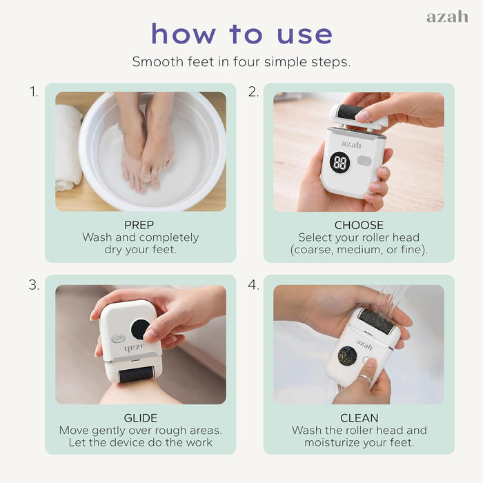Electric Callus Remover for Feet | IPX6 Waterproof | 3 Replaceable Rollers | Dual Speed