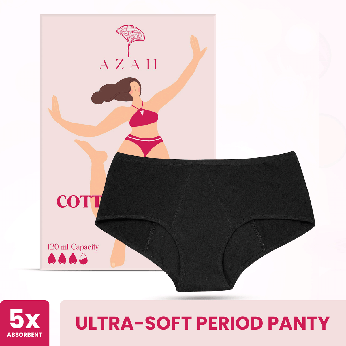 Reusable Period Underwear on Red Background. Absorbent and