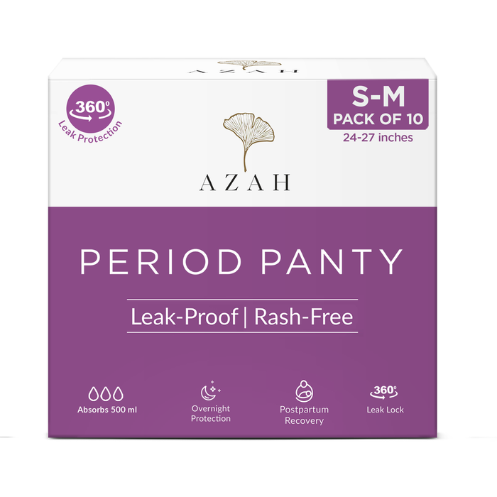 Azah Period Panty for Girls [Pack of 10] | Leak Proof & Rash Free | Disposable Period Panty for Women Heavy Flow | 12 Hrs Protection | Super Absorbent 360° Coverage | All Night Protection Azah