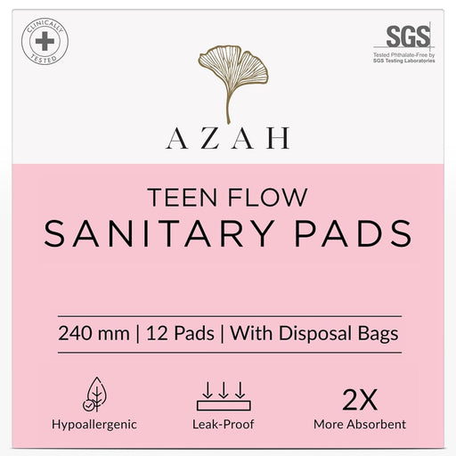 Azah Rash-Free Sanitary Pads for women, Organic Cotton Pads, All XL : Box  of 60 Pads - with Disposable bags