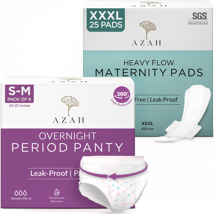 Azah Maternity Pad (Box of 25) And Disposable Period Panty (Box of 6) Combo AZAH