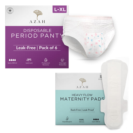 Maternity Pad (Box of 25) and Disposable Period Panty (Box of 6) Combo
