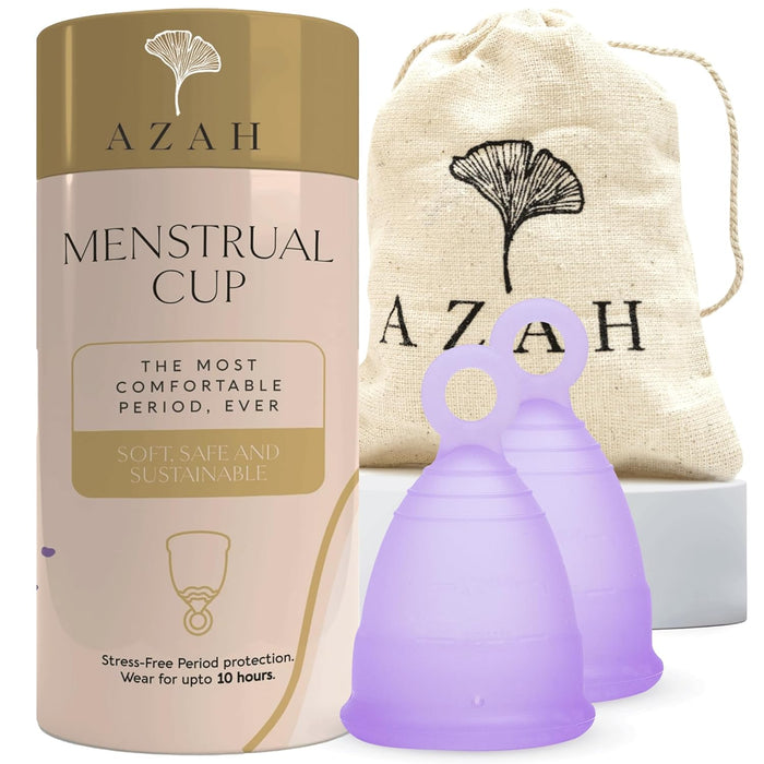 Azah Menstrual Cup with integrated pull-out ring (Pack of 2)
