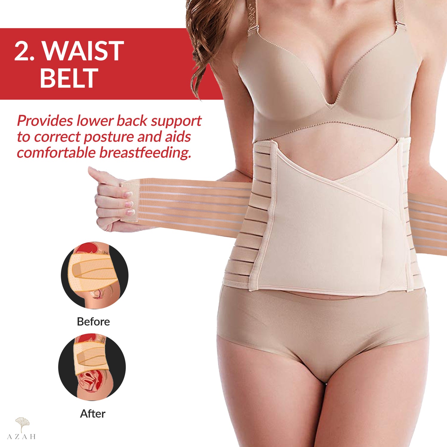 AZAH Postpartum Belt 3in1 Shaping & Support Pregnancy Belts — Azah
