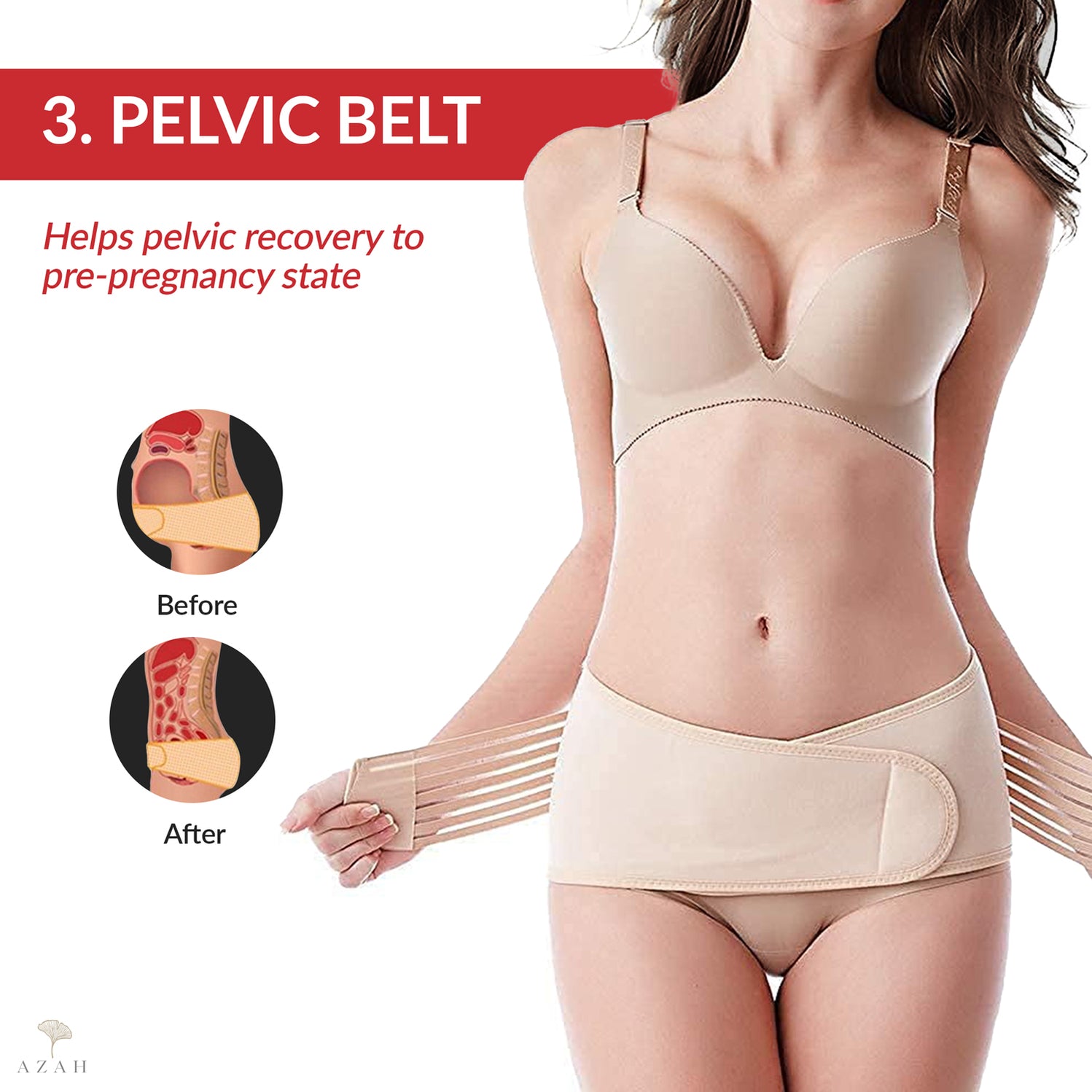 AZAH Postpartum Belt 3in1 Shaping & Support Pregnancy Belts — Azah