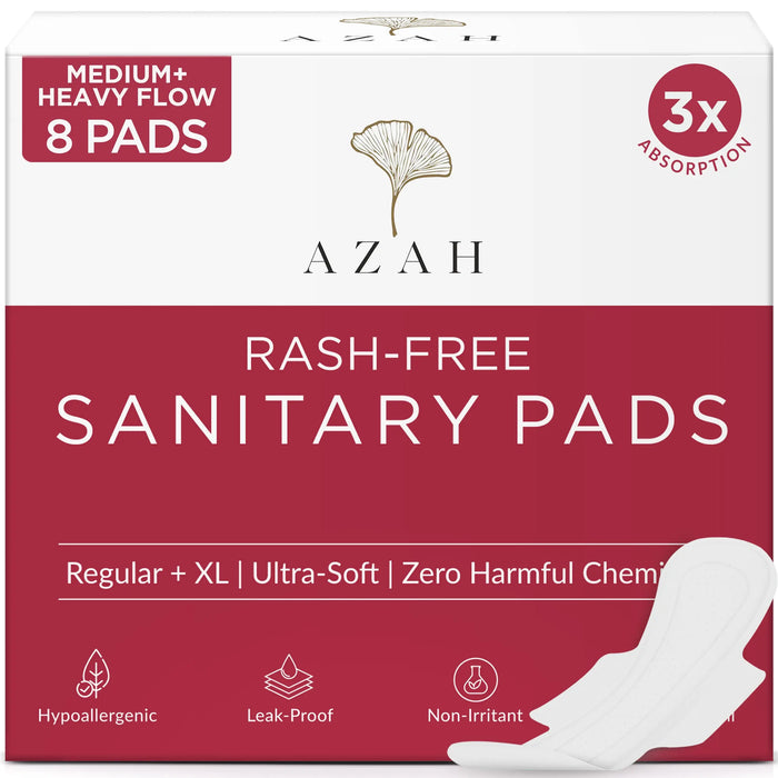 Sanitary Pads for Women (Box of 8) Ultra Thin, 100% Rash-Free, & 5x Absorption (Without Disposable Bag) AZAH