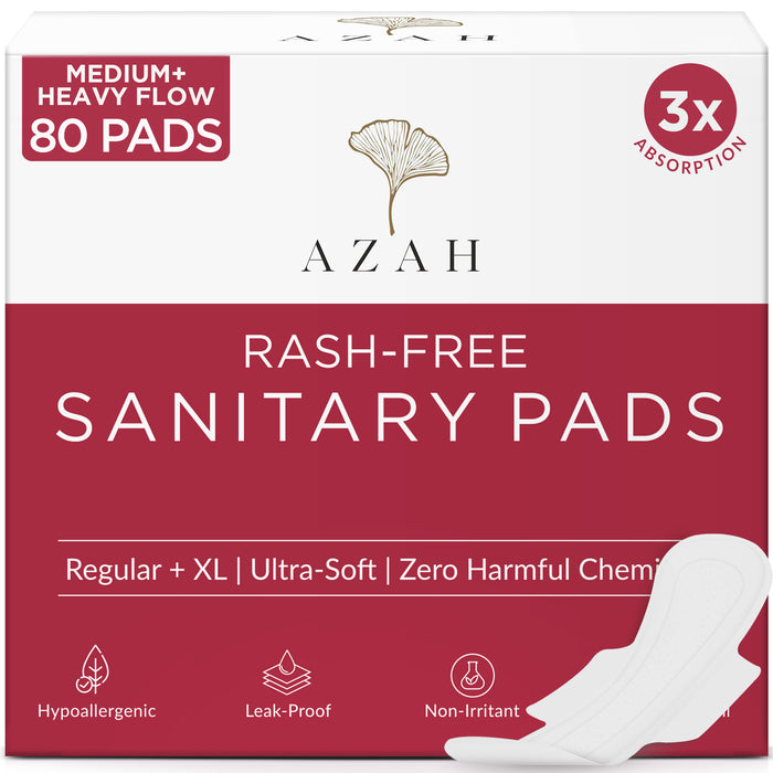 Sanitary Pads for Women (Box of 80) Ultra Thin, 100% Rash-Free, & 5x Absorption (Without Disposable Bag) AZAH