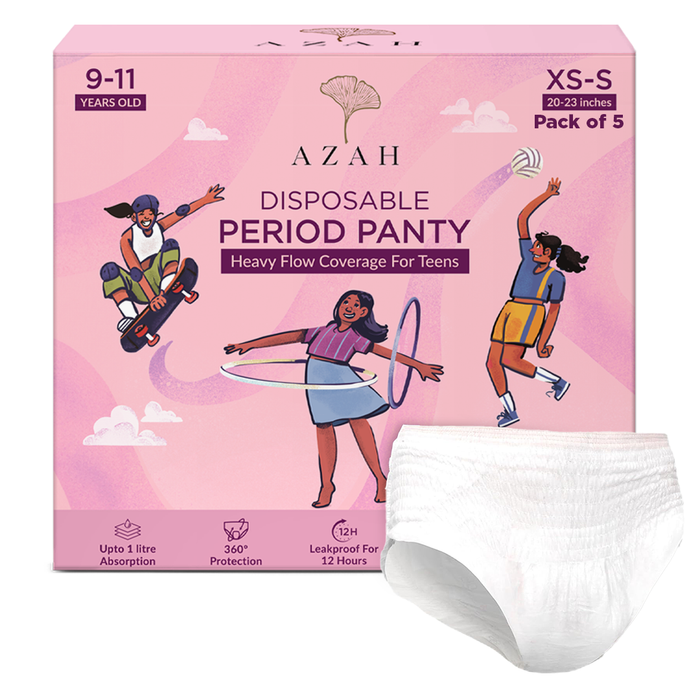 Teen Disposable Period Panties | Heavy Flow Coverage (Pack of 5) AZAH