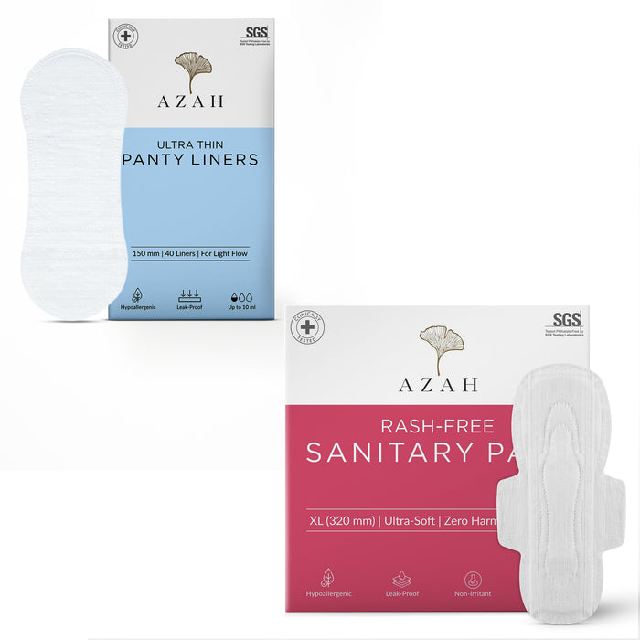 Azah Organic Cotton Sanitary Pads Box of 40 + Panty Liners (Box of 40)