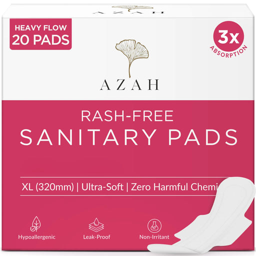 Sanitary Pads for Women (Box of 20) Ultra Thin, 100% Rash-Free, & 5x Absorption (Without Disposable Bag) AZAH