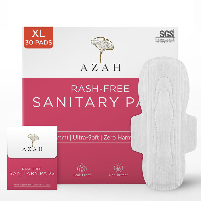 Sanitary Pads for Women (Box of 30) Ultra Thin, 100% Rash-Free, & 5x Absorption (With Disposable Bag)