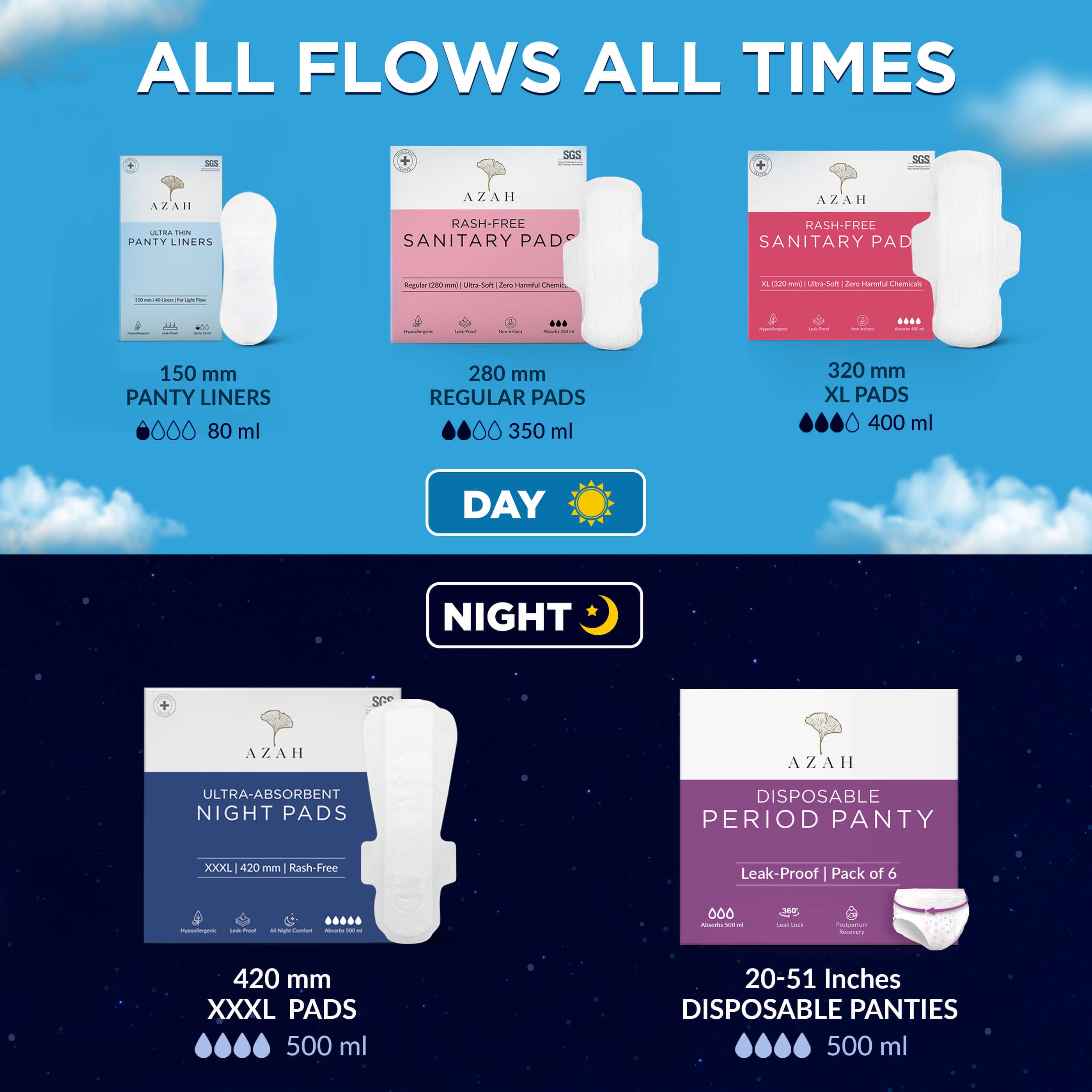 Buy Azah XXXL Pads Online | Ultra-Absorbent Heavy Flow Night Pads