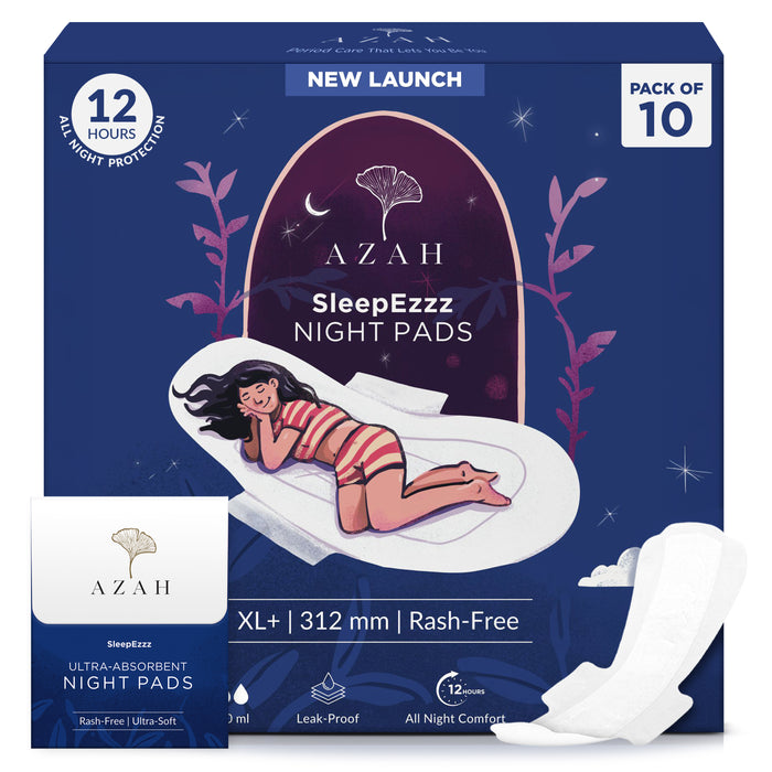 SleepEzzz Night Sanitary Pads | 0% Leaks For 12 Hours (Pack of 10 Pads With Disposal Bags)