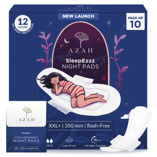 SleepEzzz Night Sanitary Pads | 0% Leaks For 12 Hours (Pack of 10 Pads With Disposal Bags)