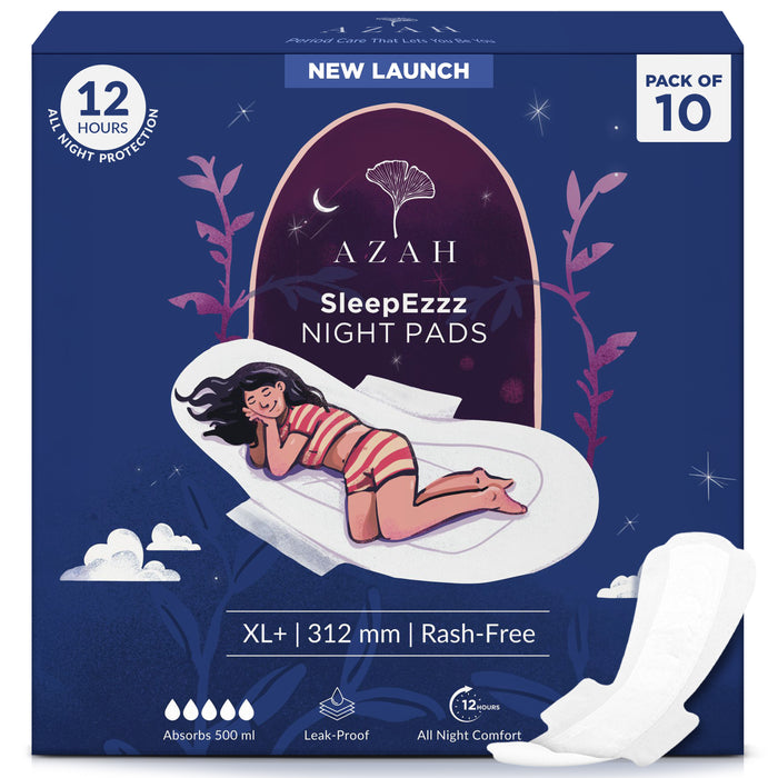 SleepEzzz Night Sanitary Pads | 0% Leaks For 12 Hours (Pack of 10 Pads)