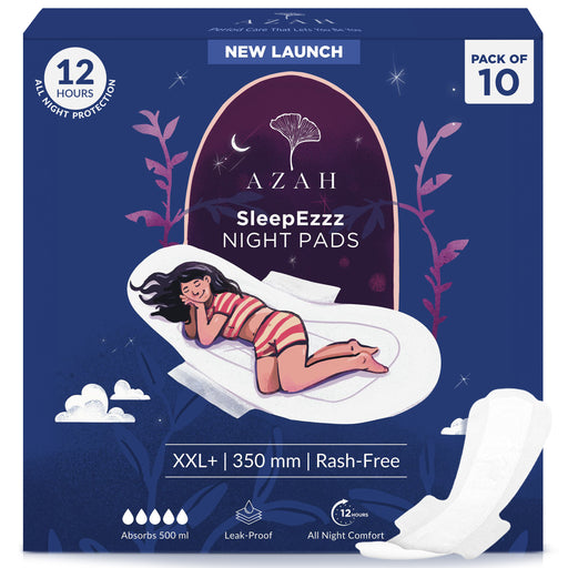 SleepEzzz Night Sanitary Pads | 0% Leaks For 12 Hours (Pack of 10 Pads)