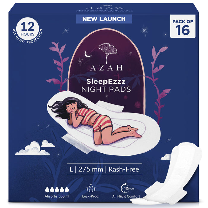 SleepEzzz Night Sanitary Pads | 0% Leaks For 12 Hours (Pack of 16 Pads)