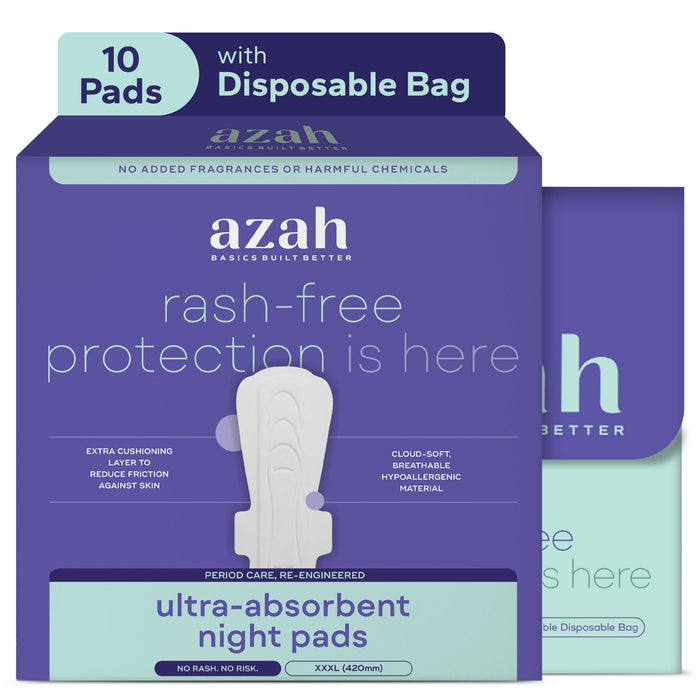 SleepEzzz Night Sanitary Pads | 0% Leaks For 12 Hours (Pack of 10 Pads With Disposal Bags)
