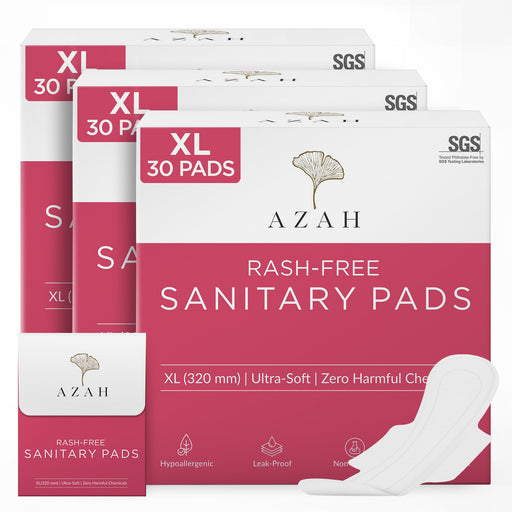 Azah Rash-Free Sanitary Pads With Disposable Bag (Pack of 90) AZAH