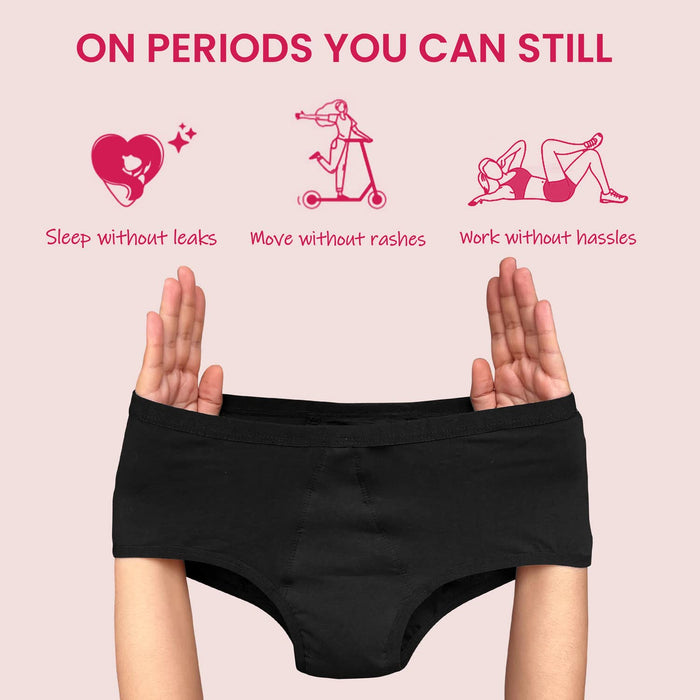 5PCS Womens Leakproof Period Panties Cotton Menstrual Underwear Seamless  Briefs 1 Black+2 Gray+2 Beige 