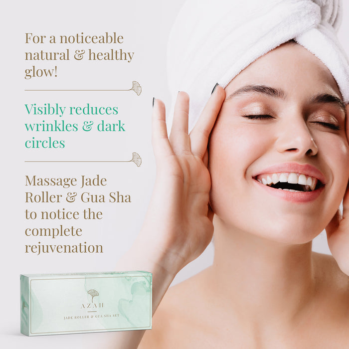 Azah Jade Roller & Gua Sha Set Natural Facial Massage Tools Revitalize &  Rejuvenate Skin